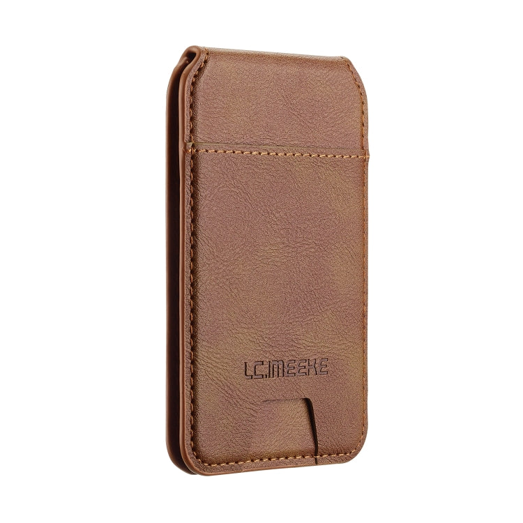 LC.IMEEKE 3-Cards MagSafe RFID Leather Card Bag(Brown)