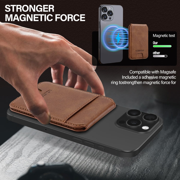 LC.IMEEKE 3-Cards MagSafe RFID Leather Card Bag(Brown)