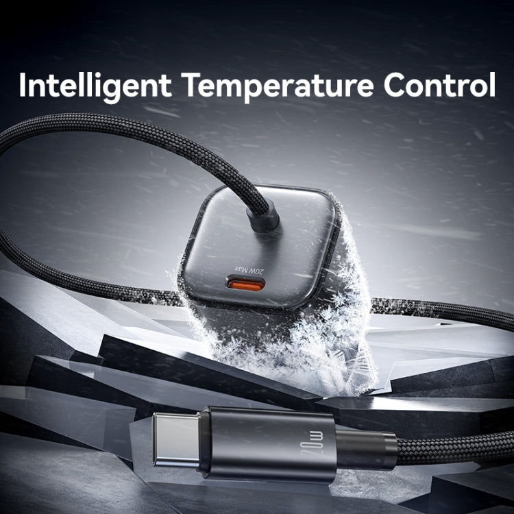 USAMS CC261 20W GaN Mini Type-C / USB-C Dual Port Fast Charger with Cable, EU Plug(Black)