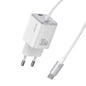 USAMS CC264 30W GaN Mini Type-C / USB-C Dual Port Fast Charger with Cable, EU Plug(White)