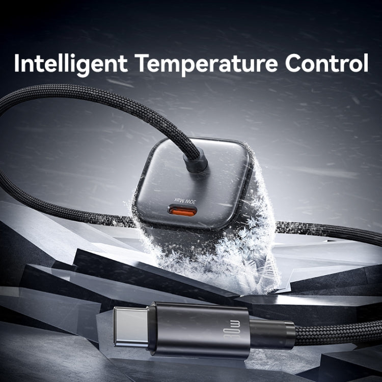 USAMS CC264 30W GaN Mini Type-C / USB-C Dual Port Fast Charger with Cable, EU Plug(White)