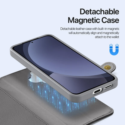 For Samsung Galaxy S25 5G DUX DUCIS Lawa Series 2 in 1 Wallet Zipper Detachable MagSafe Phone Case with Lanyard(Grey)