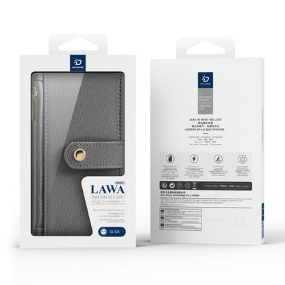 For Samsung Galaxy S25 5G DUX DUCIS Lawa Series 2 in 1 Wallet Zipper Detachable MagSafe Phone Case with Lanyard(Grey)