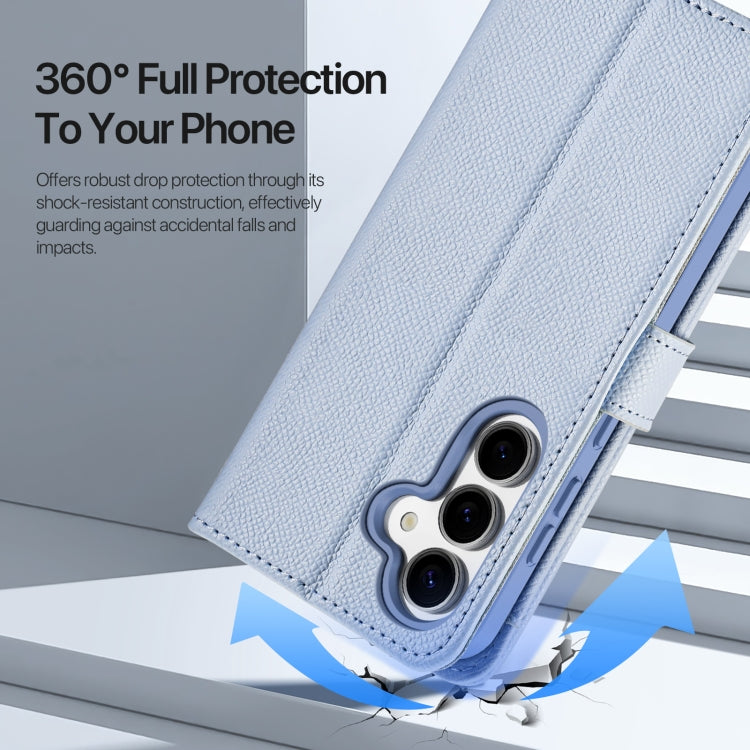 For Samsung Galaxy S25 5G DUX DUCIS Lawa Series 2 in 1 Wallet Zipper Detachable MagSafe Phone Case with Lanyard(Light Blue)