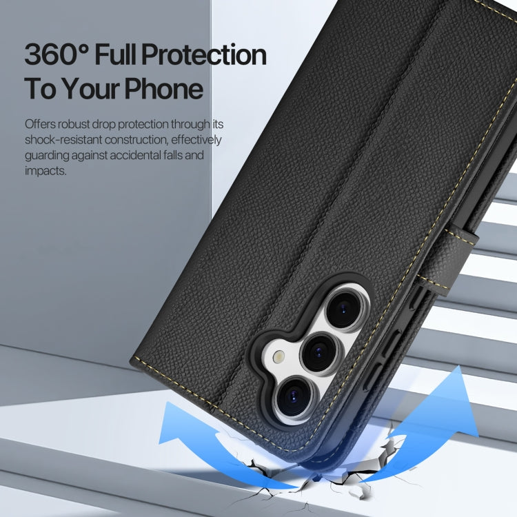 For Samsung Galaxy S25+ 5G DUX DUCIS Lawa Series 2 in 1 Wallet Zipper Detachable MagSafe Phone Case with Lanyard(Black)