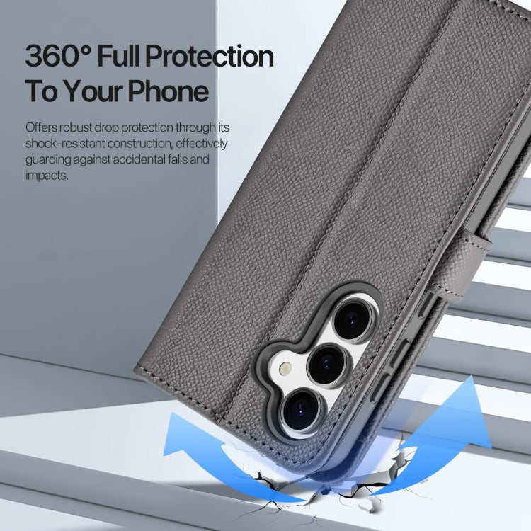 For Samsung Galaxy S25+ 5G DUX DUCIS Lawa Series 2 in 1 Wallet Zipper Detachable MagSafe Phone Case with Lanyard(Grey)