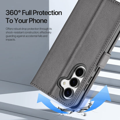 For Samsung Galaxy S25+ 5G DUX DUCIS Lawa Series 2 in 1 Wallet Zipper Detachable MagSafe Phone Case with Lanyard(Grey)