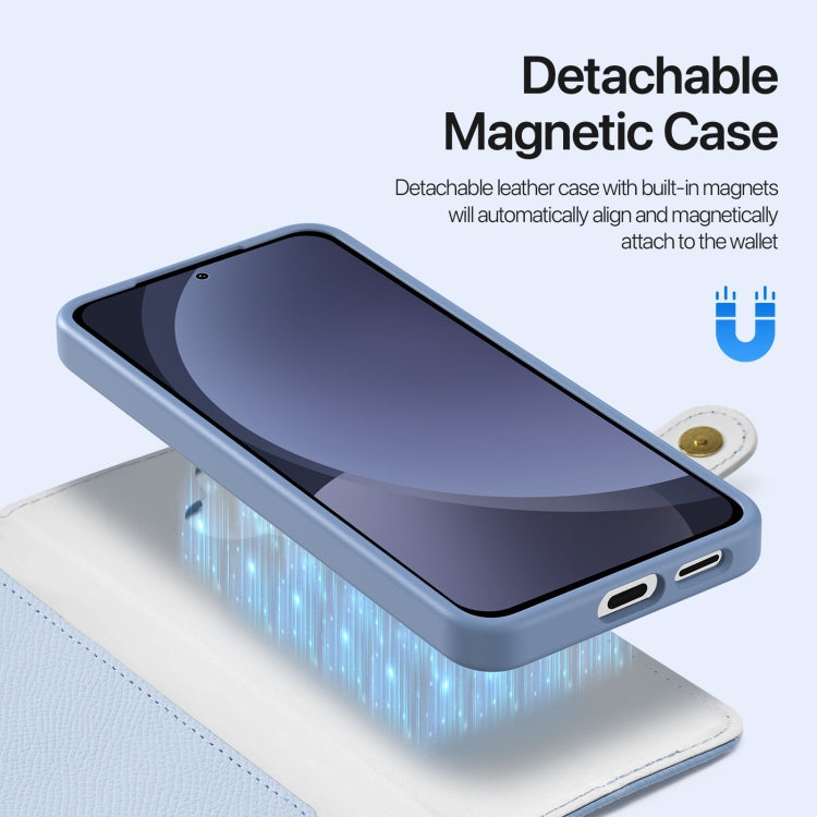 Pour Samsung Galaxy S25+ 5G DUX DUCIS Lawa Series Coque de téléphone amovible 2 en 1 avec fermeture éclair et MagSafe avec dragonne (bleu clair)