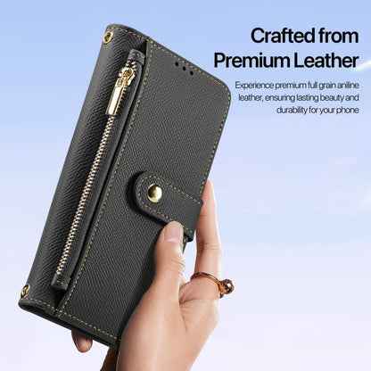 For Samsung Galaxy S25 Ultra 5G DUX DUCIS Lawa Series 2 in 1 Wallet Zipper Detachable MagSafe Phone Case with Lanyard(Black)