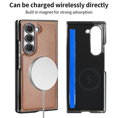 For Samsung Galaxy Z Fold6 VIETAO Integrated MagSafe PU Phone Case(Brown)