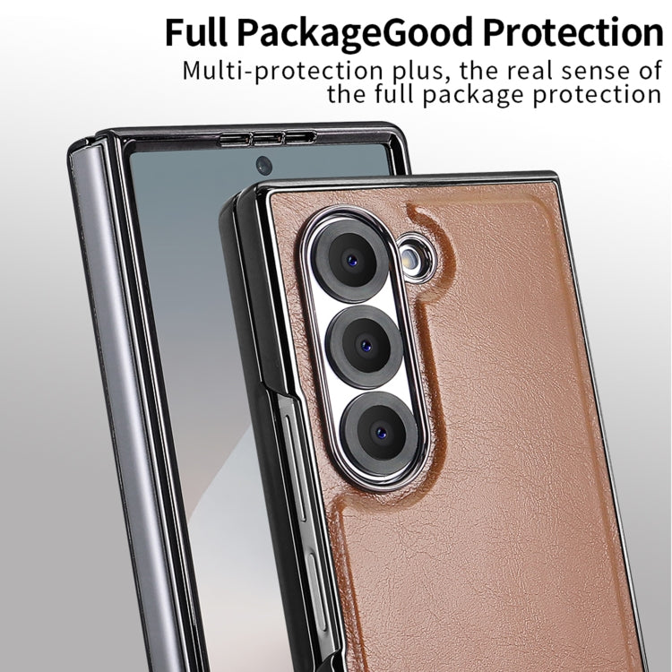For Samsung Galaxy Z Fold6 VIETAO Integrated MagSafe PU Phone Case(Brown)