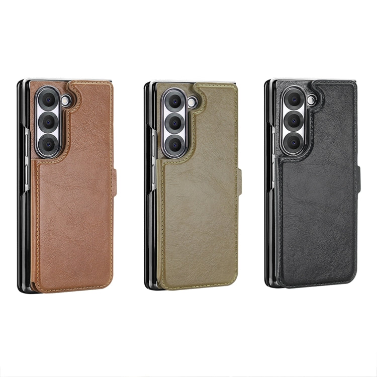 For Samsung Galaxy Z Fold6 VIETAO Integrated RFID MagSafe Detachable PU Phone Case(Brown)