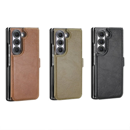 For Samsung Galaxy Z Fold6 VIETAO Integrated RFID MagSafe Detachable PU Phone Case(Brown)