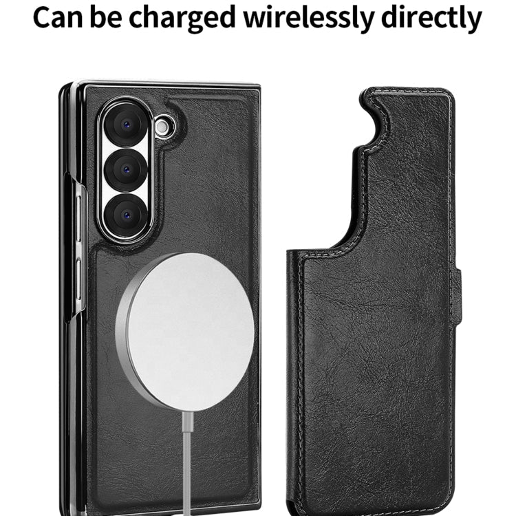 For Samsung Galaxy Z Fold6 VIETAO Integrated RFID MagSafe Detachable PU Phone Case(Brown)