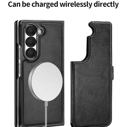 For Samsung Galaxy Z Fold6 VIETAO Integrated RFID MagSafe Detachable PU Phone Case(Brown)