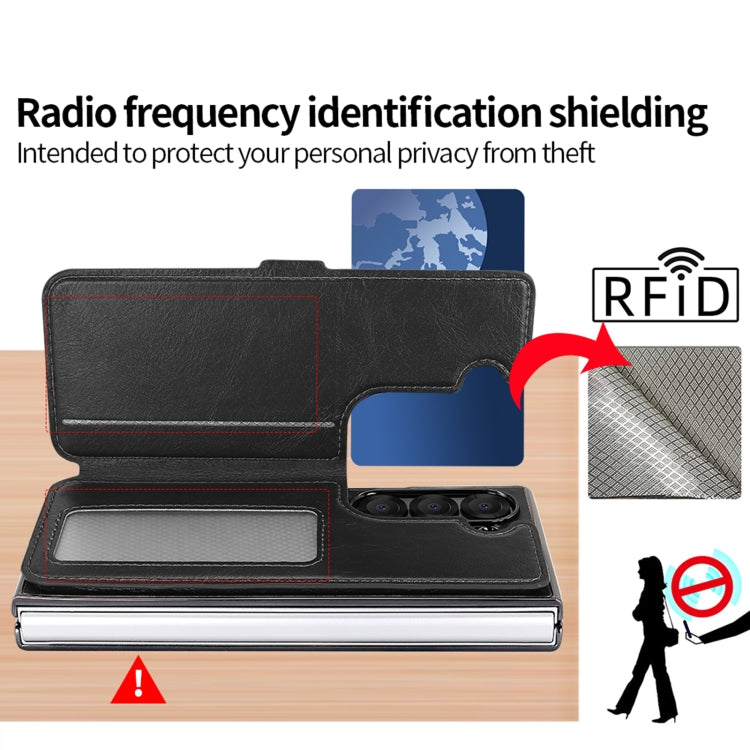 For Samsung Galaxy Z Fold6 VIETAO Integrated RFID MagSafe Detachable PU Phone Case(Brown)