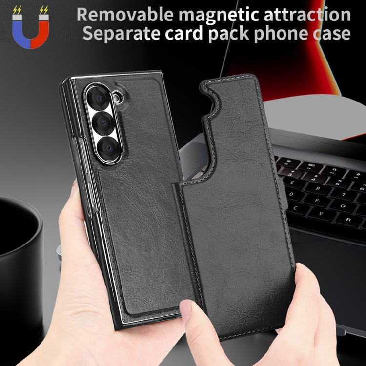 For Samsung Galaxy Z Fold6 VIETAO Integrated RFID MagSafe Detachable PU Phone Case(Brown)