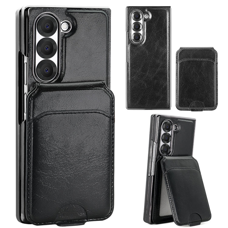 For Samsung Galaxy Z Fold6 VIETAO Integrated MagSafe RFID Detachable Card Bag PU Phone Case(Black)