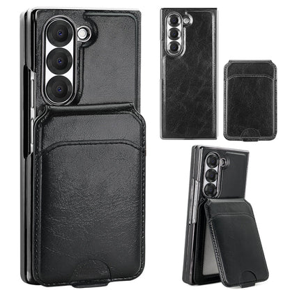 For Samsung Galaxy Z Fold5 VIETAO Integrated MagSafe RFID Detachable Card Bag PU Phone Case(Black)