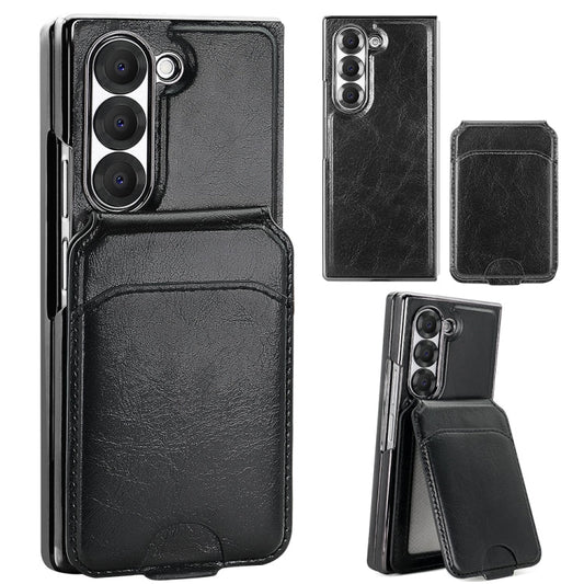 For Samsung Galaxy Z Fold5 VIETAO Integrated MagSafe RFID Detachable Card Bag PU Phone Case(Black)