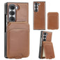 For Samsung Galaxy Z Fold5 VIETAO Integrated MagSafe RFID Detachable Card Bag PU Phone Case(Brown)