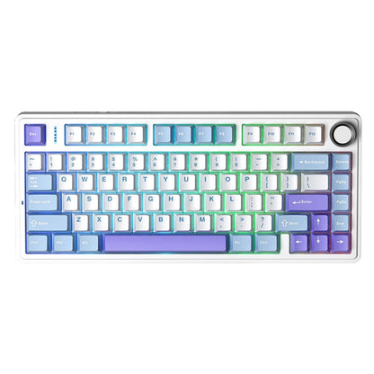 Clavier mécanique RVB personnalisé AULA F75 80 touches filaire/2.4G/Bluetooth trois modes (blanc bleu violet)