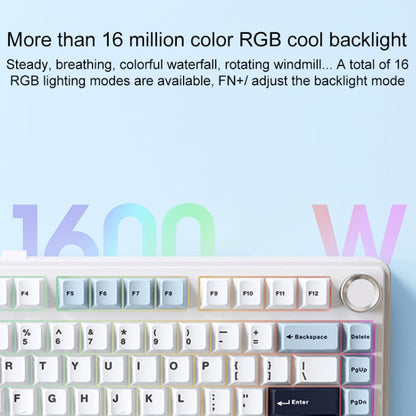 Clavier mécanique RVB personnalisé AULA F75 80 touches filaire/2.4G/Bluetooth trois modes (blanc bleu violet)