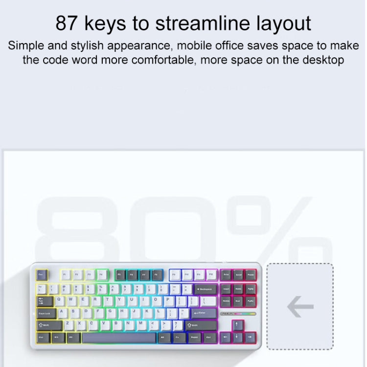 AULA F87 87 Keys Wired/2.4G/Bluetooth Three Model Customized RGB Mechanical Keyboard(Glacier Blue)