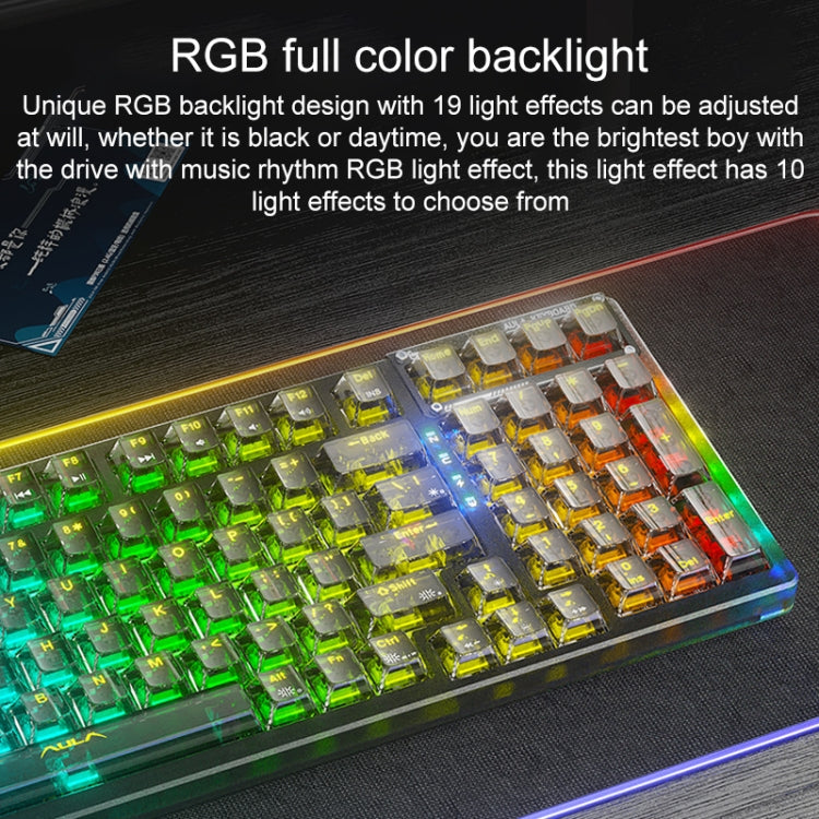 AULA F98 Pro 99 Keys Wired/2.4G/Bluetooth Three Model RGB Mechanical Keyboard, Shaft:Ice Soul Shaft(Transparent White)