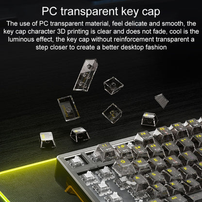 AULA F98Pro V3 Clavier mécanique RVB à trois modes (filaire/2.4G/Bluetooth) 99 touches, Interrupteur : Interrupteur Cristal de Glace (Blanc transparent)