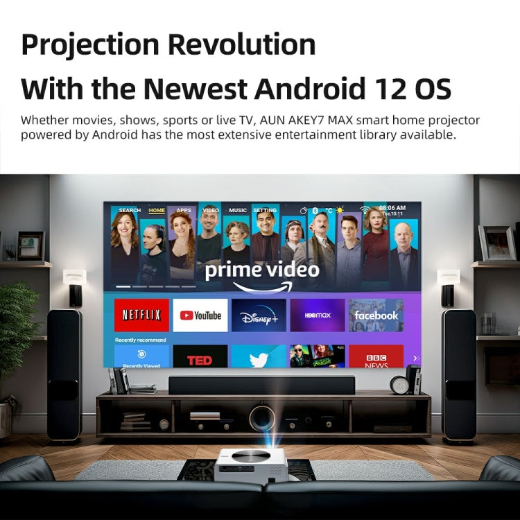 AUN AKEY7 MAX 1920x1080P HD Android LCD Projector UK Plug(White)