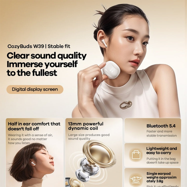 REMAX W39 Stereo Digital Display Wireless Bluetooth Earphone(White)