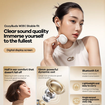 REMAX W39 Stereo Digital Display Wireless Bluetooth Earphone(White)