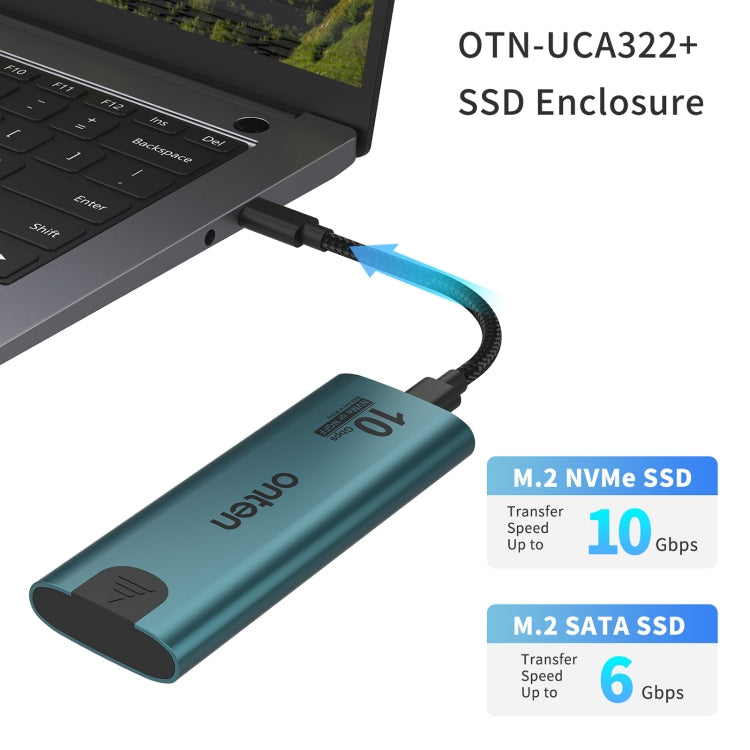 Onten UCA322+ 10Gbps M.2 M-key NVMe NGFF SSD Enclosure