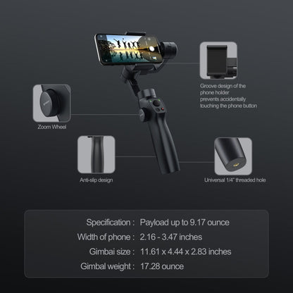 FUNSNAP Capture 2s Smart 3-Axis Handheld Gimbal Phone Live Stabilizer, Combo Version(Black)