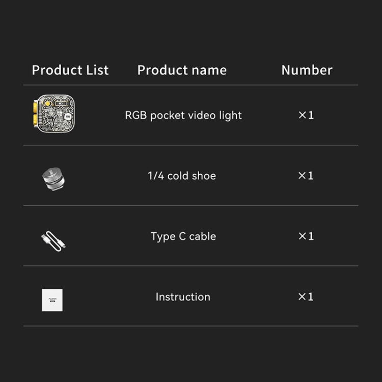 FUNSNAP Pocket Full Color RGB Video Shot Fill Light(White)