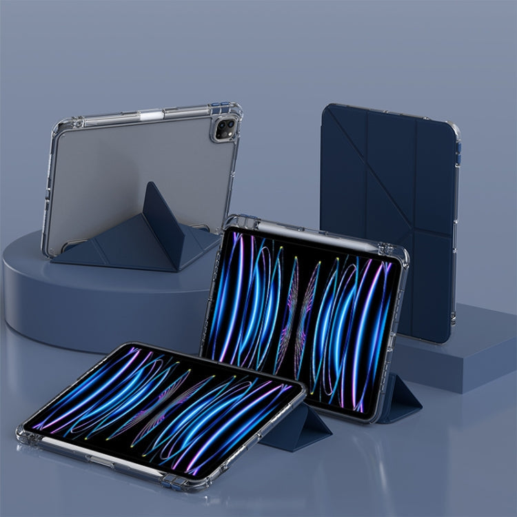 For iPad Air 13 2026 / 2024 / 2025 mutural Y-Shape Deformation Leather Tablet Case(Navy Blue)