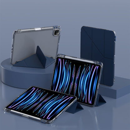 For iPad Air 13 2026 / 2024 / 2025 mutural Y-Shape Deformation Leather Tablet Case(Navy Blue)