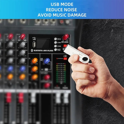 XTUGA CT60X 6-Channels Audio Mixer DJ Mixing Console with 48V Power Supply(US Plug)