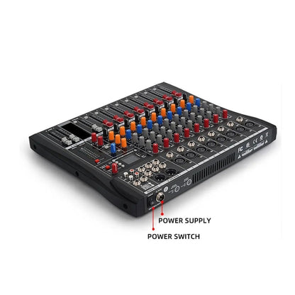 XTUGA CT80X 8-Channels Audio Mixer DJ Mixing Console with 48V Power Supply(EU Plug)