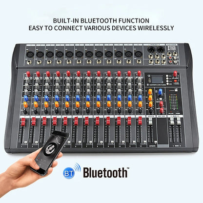XTUGA CT120X 12-Channels Audio Mixer DJ Mixing Console with 48V Power Supply(EU Plug)
