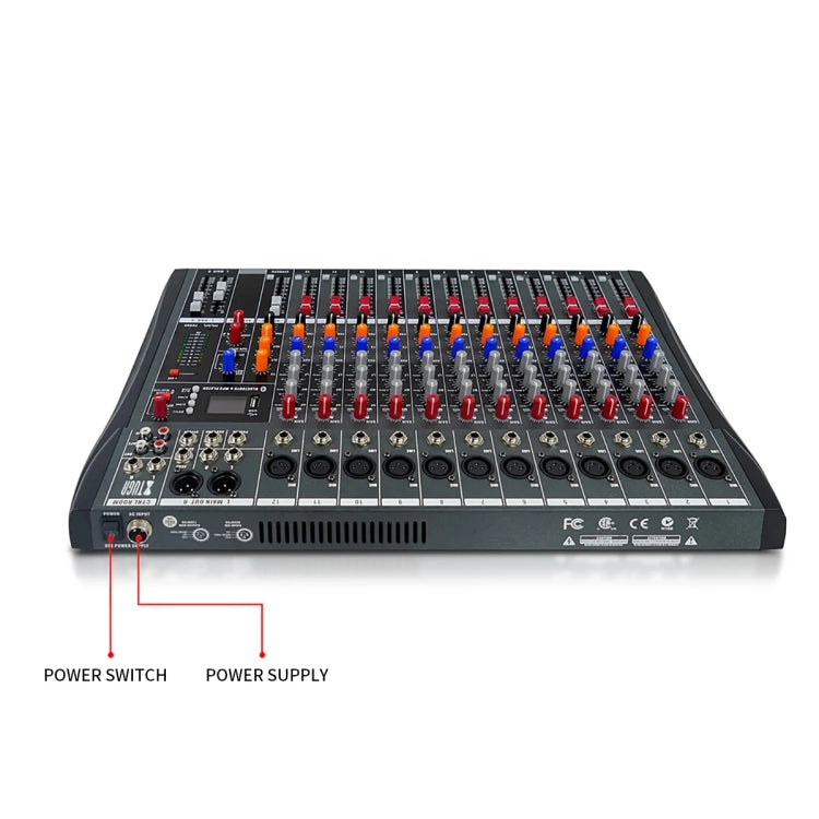 XTUGA CT120X 12-Channels Audio Mixer DJ Mixing Console with 48V Power Supply(US Plug)
