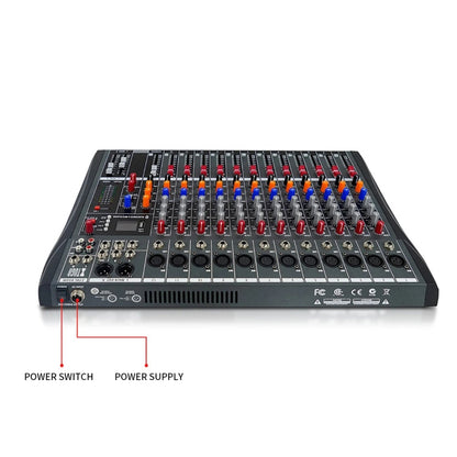 XTUGA CT120X 12-Channels Audio Mixer DJ Mixing Console with 48V Power Supply(AU Plug)