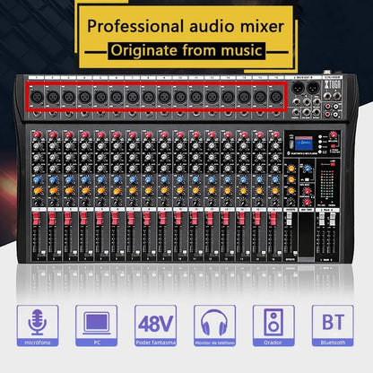 Table de mixage audio DJ 16 canaux XTUGA CT160X avec alimentation fantôme 48 V (prise britannique)
