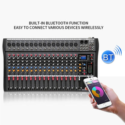 Table de mixage audio DJ 16 canaux XTUGA CT160X avec alimentation fantôme 48 V (prise britannique)