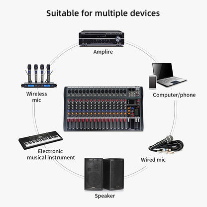 Table de mixage audio DJ 16 canaux XTUGA CT160X avec alimentation fantôme 48 V (prise britannique)