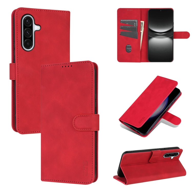 For Samsung Galaxy A36 AZNS Skin Feel Calf Texture Flip Leather Phone Case(Red)