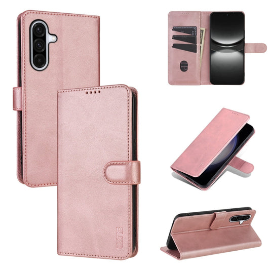 For Samsung Galaxy A36 AZNS Skin Feel Calf Texture Flip Leather Phone Case(Rose Gold)