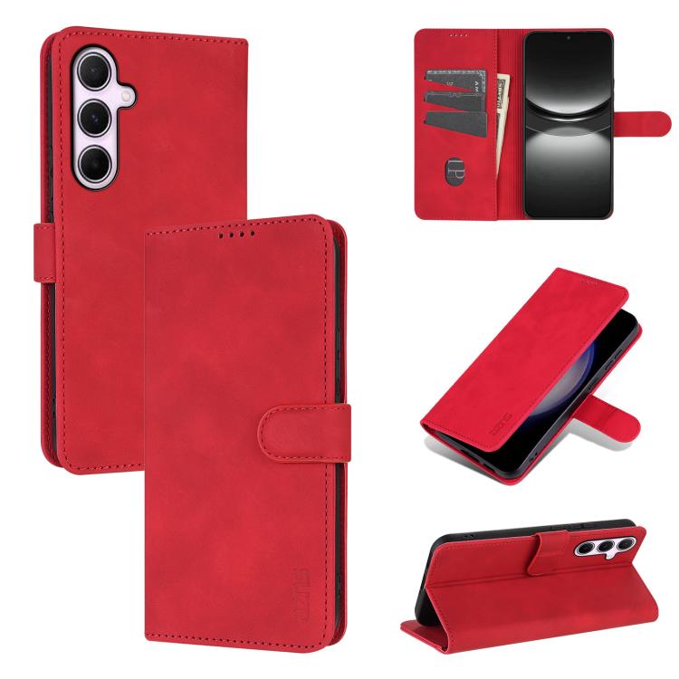 For Samsung Galaxy A56 5G AZNS Skin Feel Calf Texture Flip Leather Phone Case(Red)