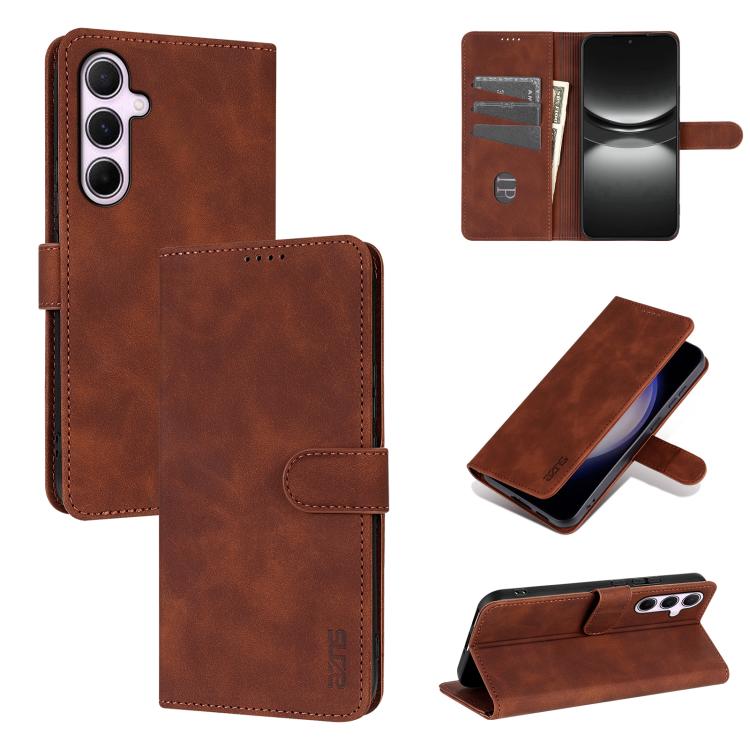 For Samsung Galaxy A56 5G AZNS Skin Feel Calf Texture Flip Leather Phone Case(Brown)